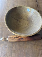 Antique Dough Bowl and rolling pin
