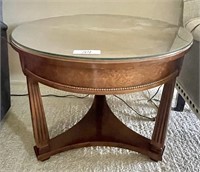 26" round end table with glass top