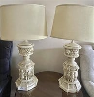 Pair of plaster table lamps --32" tall