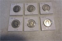 SIX Silver Quarters Coins