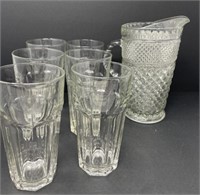 Clear Glass Pitcher and Iced Beverage Glasses