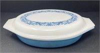 Pyrex Blue Oval Divided Casserole Dish
