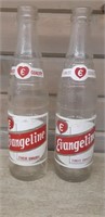 2 vintage Evangeline beverage bottles