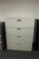 Neutral tone four drawer lateral file cabinet