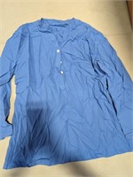 large Linen Long Sleeves Shirt In Blue