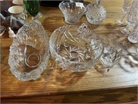 3 PCS of Crystal Glassware 2 Bowls 1 Candy Dish