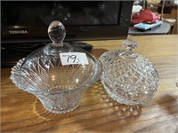 2 Crystal Glass Candy Dishes
