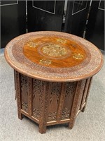 VTG Inlaid and Carved Moroccan Side Table