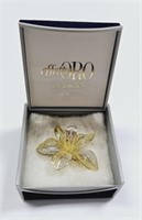 .925 Partially Gold Plated Filigree Flower Brooch