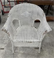 White Wicker Club Chair