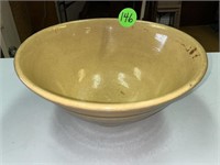 14 Inch Yellow Ware Bowl w/Hairline Crack & Base C