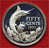 1971 Bahamas Silver Proof Half Dollar - Sword Fish