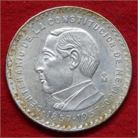 1957 Mexico Silver 5 Peso - Constitution Commem