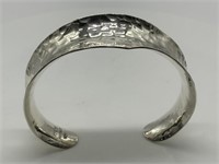 Fine CLT Sterling Silver Hammered Cuff Bracelet