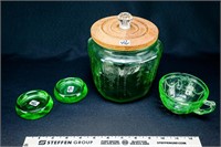 Uranium Cracker Jar w/Wood Lid, Cup and 2