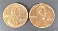 U.S. 3 Inch Novelty 1972 Pennies (2)