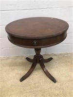 Mahogany Leather Top 1-drawer Drum Table