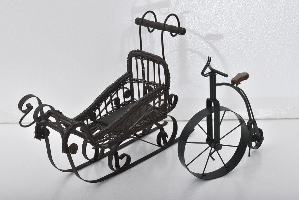 Old Fashioned Sled and Tricycle Table Top Decor