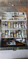 Tackle Box with Acrylic Paints & Brushes