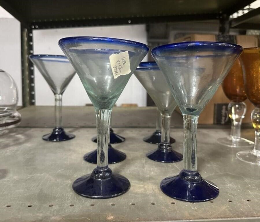 Hand Blown Blue Glass Stemware