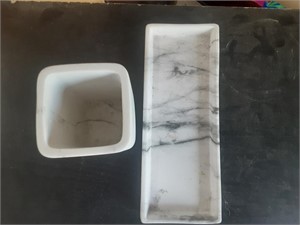 MARBLE TOOTH BRUSH HOLDER AND TRAY