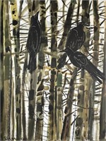 GERARD COLLINS - CROWS -  OIL ON CANVAS