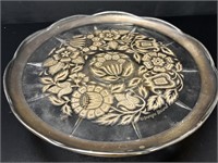 Rare American Silver Overlay Pedestal Cake Plate