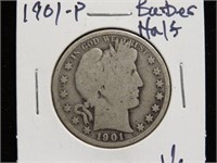 1901 P BARBER HALF DOLLAR 90%