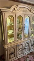 2 PIECE BLONDE STANLEY WOOD HUTCH WITH GLASS DOORS