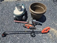 Hedge trimmer and gardening items