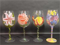 Painted Floral Wine Glasses