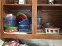 Plastic Storage Containers on Bottom Shelf