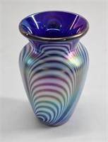 Art Glass Lustre Bud Cobalt Vase 4.5"