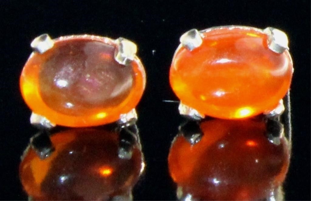 Natural Fire Opal Stud Earrings