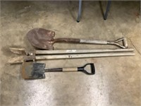 post hole digger and shovels