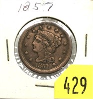 1857 U.S. Large cent, large date