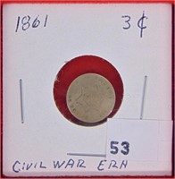 1861 3¢ Silver, VF-20