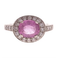 A Lady's Pink Sapphire & Diamond Ring in Platinum
