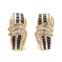 A Pair of Lady's Sapphire and Diamond Earrings