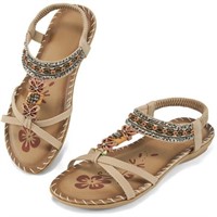 Sz 8 Atoshopce Women's Flat Sandals Bohemian Summe