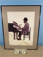 *Framed Piano Man Print By Tom Kinney, 16.5in X