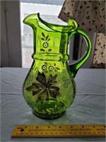 c1880-1910 victorian green glass pitcher