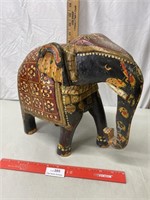 Wooden Elephant Statue - Piece has Been Glued on