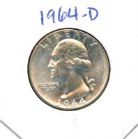 1964-D Washington Uncirculated Silver Quarter