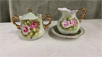 Vintage Lefton China Hand Painted Green/Pink