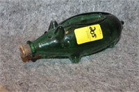 EMERALD GLASS PIG BOTTLE