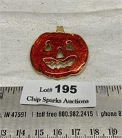 Vintage Enameled Jack O Lantern Halloween Brooch