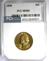 1959 Quarter PCI MS68 Golden Toning