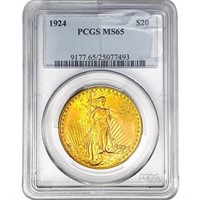 1924 $20 Gold Double Eagle PCGS MS65