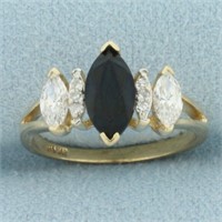 Diamond, Onyx, and CZ ring in 10k Yellow Gold